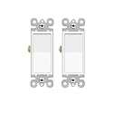 Greencycle 3 Way Light Switch,Three Way Single Pole Switches, 15A 120-277V Rocker Paddle Wall Switch,On Off Switches, Self-Grounding, UL Certified,Residential and Commercial Grade,White,2PK