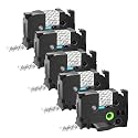 GREENCYCLE 5 Pack TZe-S141 TZ-S141 18mm 0.7" Extra Strength Label Maker Tape Compatible for Ptouch Laminated TZe-141 TZ-141 Black on Clear Label Tape for PT-1800 PT-1810 PT-1830 PT-1830C