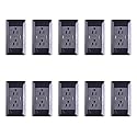 Greencycle Black USB Outlets Receptacles,15 Amp 4 in 1 Electrical Outlets with 2A 5V USB Charger Ports, Duplex Receptacle 125V AC,Srewless Wall Socket Plates, ETL Certified,10PK