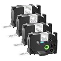 GREENCYCLE Extra Strength Adhesive Black on White Label Tape Compatible for TZE-S251 TZS251 AZES251 0.94" 24mm for PT2730 PT9600 PTD600VP PTD800W PTH500LI PTP700 PTP710BT PTP750W-4 Pack