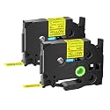 GREENCYCLE Extra Strength Adhesive Black on Yellow Label Tape Compatible for TZE-S621 TZS621 AZES621 0.35" 9mm for PT-E550W PT2430PC 1890C PT-D210 PTP300BT PT-1010 PTH100 PTH110 D200-2 Pack