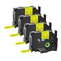 GREENCYCLE Extra Strength Adhesive Black on Yellow Label Tape Compatible for TZE-S641 TZS641 AZES641 3/4" 18mm for PT2730, PTD400, PTD400AD, PTD400VP, PT-D450, PTD600, PTP700, PTP710BT-4 Pack