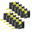 GREENCYCLE Extra Strength Label Tape TZe-S651 24mm 0.94" Laminated Yellow Compatible for Brother P-Touch TZeS651 TZ-S651 TZe TZ 1 inch Black on Yellow Label Tape for PT2730 PT9600 PTH500LI, 10 Pack