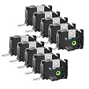 GREENCYCLE Extra Strength Label Tape TZe-S151 24mm 0.94" Laminated Clear Compatible for Brother P-Touch TZeS151 TZ-S151 TZe TZ 1 inch Black on Clear Label Tape for PT2730 PT9600 PTH500LI, 10 Pack