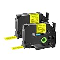 GREENCYCLE Extra Strength Label Tape TZe-S641 18mm 0.7" Laminated Yellow Compatible for Brother P-Touch TZeS641 TZ-S641 TZe TZ 3/4 inch Black on Yellow Label Tape for PTD400 PTD410 PTD600 2 Pack