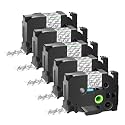 GREENCYCLE Extra Strength Label Tape TZe-S151 24mm 0.94" Laminated Clear Compatible for Brother P-Touch TZeS151 TZ-S151 TZe TZ 1 inch Black on Clear Label Tape for PT2730 PT9600 PTH500LI, 5 Pack