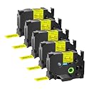GREENCYCLE Extra Strength Label Tape TZe-S641 18mm 0.7" Laminated Yellow Compatible for Brother P-Touch TZeS641 TZ-S641 TZe TZ 3/4 inch Black on Yellow Label Tape for PTD400 PTD410 PTD600 5 Pack