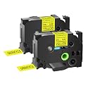 GREENCYCLE Extra Strength Label Tape TZe-S651 24mm 0.94" Laminated Yellow Compatible for Brother P-Touch TZeS651 TZ-S651 TZe TZ 1 inch Black on Yellow Label Tape for PT2730 PT9600 PTH500LI, 2 Pack