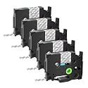 GREENCYCLE Extra Strength Label Tape TZe-S131 12mm 0.47" Laminated Clear Compatible for Brother P-Touch TZeS131 TZ-S131 TZe TZ 1/2 inch Black on Clear Label Tape for PT-D200 PT-D210 PT-D220 5 Pack