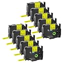 GREENCYCLE Extra Strength Label Tape TZe-S641 18mm 0.7" Laminated Yellow Compatible for Brother P-Touch TZeS641 TZ-S641 TZe TZ 3/4 inch Black on Yellow Label Tape for PTD400 PTD410 PTD600 10 Pack