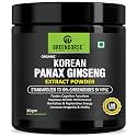 GREENDORSE Organic Korean Panax Ginseng Extract Powder |10% active Ginsenosides by HPLC | Lab tested| Immune & Cognitive support, Boosts Energy, Stamina, Vegan Friendly-30g