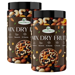greenest dry fruits amp nuts 1kg  high energy dry fruits snack  pure healthy amp natural fit for fasting  perfect for gifting 500 gm each pack of 2 mixed dry fruits