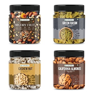 greenest dry fruits amp nuts  high energy dry fruits snack  pure healthy amp natural fit for fasting  perfect for gifting 250 gm eachpack of 4 dry fruits combo