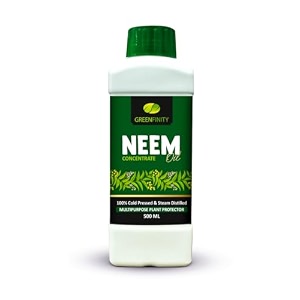 greenfinity 100 cold pressed natural neem oil concentrate for indoor amp outdoor plantssteam distilled  insecticide fungicide viricide amp miticide for natural gardening  500ml