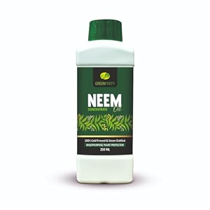greenfinity 100 cold pressed natural neem oil concentrate for indoor amp outdoor plantssteam distilled  insecticide fungicide viricide amp miticide for natural gardening  250ml