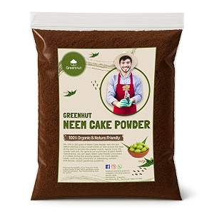 greenhut neem cake powder for plants  100 pure organic fertilizer and pest repellent  cold pressed neem cake powder 950 gram