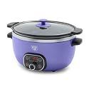 GreenLife 6QT Ceramic Slow Cooker, PFAS-Free, Programmable, Removable Healthy Nonstick Pot for Family Meals, Sear on Stovetop, Keep Warm, Digital Timer, Dishwasher Safe Crock, Periwinkle
