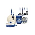 GreenLife CC002378-001 Aluminium, Ceramic Nonstick Cookware Set, 1Qt covered saucepan, 2Qt covered saucepan, 5Qt covered stockpot, 2. 5Qt covered saute pan, 16 Piece (Blue)
