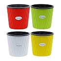 GREENON® 5 Inch Plant Pot Multi Colour Pack of 4 (8 Pots) | Self Water Planter | Red,White,Yellow,Green | UV Treated Gamla | Virgin Plastic Flower Pot | Color Outer Black Inner