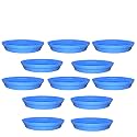 GREENRI 10 Inches (Pack of 12) Heavy Duty Plastic Round Planter Bottom Tray (Plate/Saucer), Detachable UV Treated Flower Pots Base Plate for Extra Water Collection - Blue