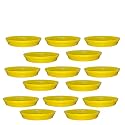 GREENRI 10 Inches (Pack of 15) Heavy Duty Plastic Round Planter Bottom Tray (Plate/Saucer), Detachable UV Treated Flower Pots Base Plate for Extra Water Collection - Yellow