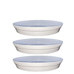 greenri 10 inches pack of 3 heavy duty plastic round planter bottom tray platesaucer detachable uv treated flower pots base plate for extra water collection - white