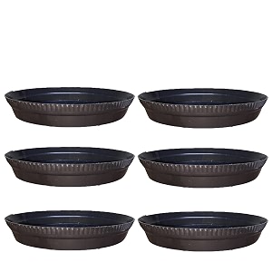 greenri 10 inches pack of 6 heavy duty plastic round planter bottom tray platesaucer detachable uv treated flower pots base plate for extra water collection - brown