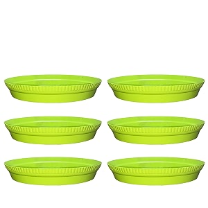 greenri 10 inches pack of 6 heavy duty plastic round planter bottom tray platesaucer detachable uv treated flower pots base plate for extra water collection - green