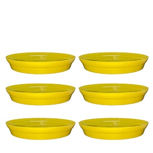 greenri 10 inches pack of 6 heavy duty plastic round planter bottom tray platesaucer detachable uv treated flower pots base plate for extra water collection - yellow