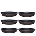 GREENRI 10 Inches (Pack of 6) Heavy Duty Plastic Round Planter Bottom Tray (Plate/Saucer), Detachable UV Treated Flower Pots Base Plate for Extra Water Collection - Brown