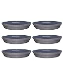 GREENRI 10 Inches (Pack of 6) Heavy Duty Plastic Round Planter Bottom Tray (Plate/Saucer), Detachable UV Treated Flower Pots Base Plate for Extra Water Collection - Grey
