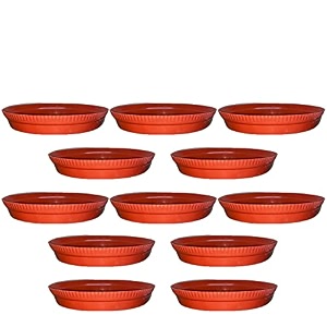 greenri 4 inches pack of 12 heavy duty plastic round planter bottom tray platesaucer detachable uv treated flower pots base plate for extra water collection - red