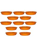 GREENRI 4 Inches (Pack of 12) Heavy Duty Plastic Round Planter Bottom Tray (Plate/Saucer), Detachable UV Treated Flower Pots Base Plate for Extra Water Collection - Orange