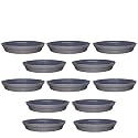 GREENRI 4 Inches (Pack of 12) Heavy Duty Plastic Round Planter Bottom Tray (Plate/Saucer), Detachable UV Treated Flower Pots Base Plate for Extra Water Collection - Grey
