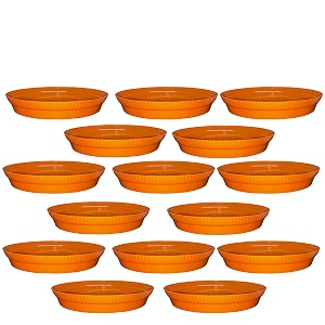 greenri 4 inches pack of 15 heavy duty plastic round planter bottom tray platesaucer detachable uv treated flower pots base plate for extra water collection - orange