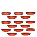 GREENRI 4 Inches (Pack of 15) Heavy Duty Plastic Round Planter Bottom Tray (Plate/Saucer), Detachable UV Treated Flower Pots Base Plate for Extra Water Collection - Red