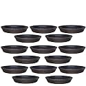 GREENRI 4 Inches (Pack of 15) Heavy Duty Plastic Round Planter Bottom Tray (Plate/Saucer), Detachable UV Treated Flower Pots Base Plate for Extra Water Collection - Brown