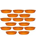 GREENRI 4 Inches (Pack of 15) Heavy Duty Plastic Round Planter Bottom Tray (Plate/Saucer), Detachable UV Treated Flower Pots Base Plate for Extra Water Collection - Orange