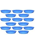 GREENRI 4 Inches (Pack of 15) Heavy Duty Plastic Round Planter Bottom Tray (Plate/Saucer), Detachable UV Treated Flower Pots Base Plate for Extra Water Collection - Blue