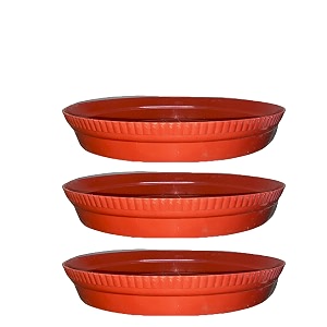 greenri 4 inches pack of 3 heavy duty plastic round planter bottom tray platesaucer detachable uv treated flower pots base plate for extra water collection - red