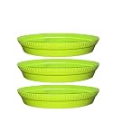 GREENRI 4 Inches (Pack of 3) Heavy Duty Plastic Round Planter Bottom Tray (Plate/Saucer), Detachable UV Treated Flower Pots Base Plate for Extra Water Collection - Green