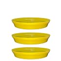 GREENRI 4 Inches (Pack of 3) Heavy Duty Plastic Round Planter Bottom Tray (Plate/Saucer), Detachable UV Treated Flower Pots Base Plate for Extra Water Collection - Yellow
