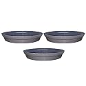 GREENRI 4 Inches (Pack of 3) Heavy Duty Plastic Round Planter Bottom Tray (Plate/Saucer), Detachable UV Treated Flower Pots Base Plate for Extra Water Collection - Grey
