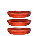 GREENRI 4 Inches (Pack of 3) Heavy Duty Plastic Round Planter Bottom Tray (Plate/Saucer), Detachable UV Treated Flower Pots Base Plate for Extra Water Collection - Red