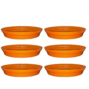 greenri 4 inches pack of 6 heavy duty plastic round planter bottom tray platesaucer detachable uv treated flower pots base plate for extra water collection - orange