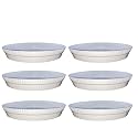 GREENRI 4 Inches (Pack of 6) Heavy Duty Plastic Round Planter Bottom Tray (Plate/Saucer), Detachable UV Treated Flower Pots Base Plate for Extra Water Collection, Suitable for Mini Pots (White)
