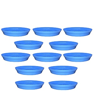 greenri 6 inches pack of 12 heavy duty plastic round planter bottom tray platesaucer detachable uv treated flower pots base plate for extra water collection - blue