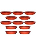GREENRI 6 Inches (Pack of 12) Heavy Duty Plastic Round Planter Bottom Tray (Plate/Saucer), Detachable UV Treated Flower Pots Base Plate for Extra Water Collection - Red