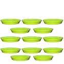 GREENRI 6 Inches (Pack of 12) Heavy Duty Plastic Round Planter Bottom Tray (Plate/Saucer), Detachable UV Treated Flower Pots Base Plate for Extra Water Collection - Green