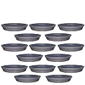 GREENRI 6 Inches (Pack of 15) Heavy Duty Plastic Round Planter Bottom Tray (Plate/Saucer), Detachable UV Treated Flower Pots Base Plate for Extra Water Collection - Grey